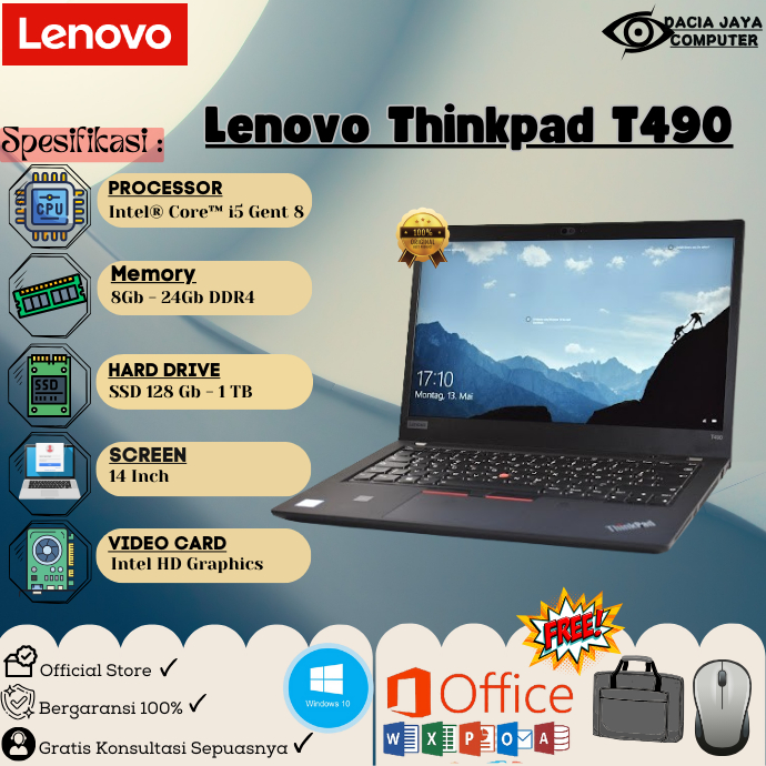 Laptop Lenovo Thinkpad T460 T470 T480 T490s Core i5/i7 Mulus / Original / Slim & Murah GARANSI