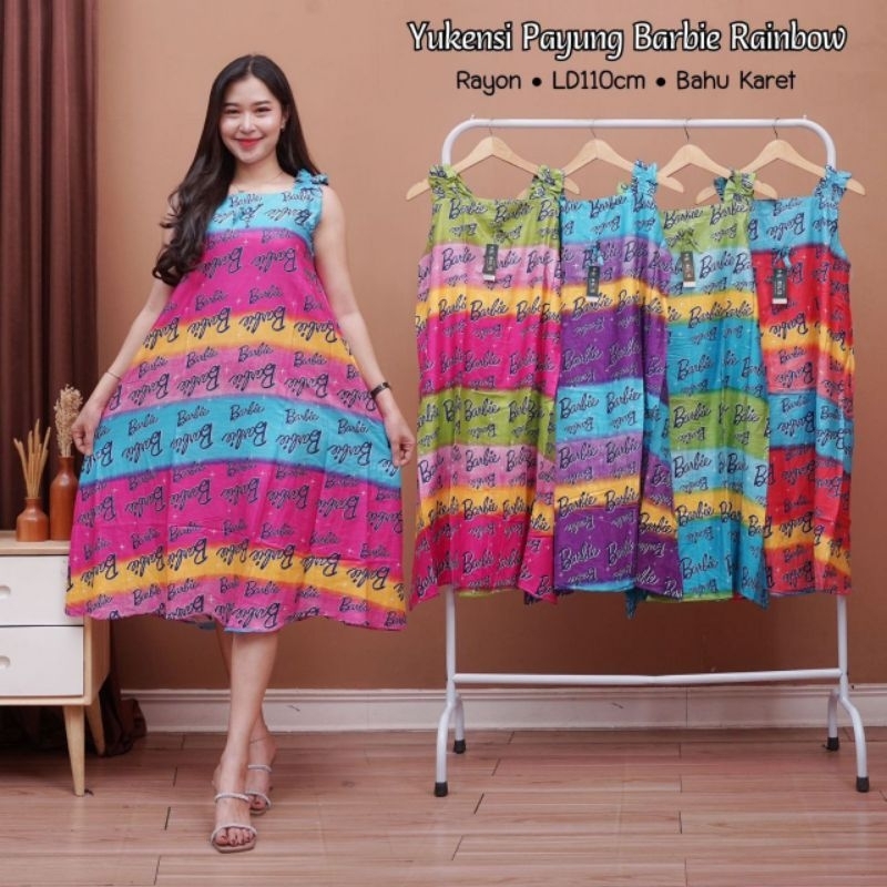 Daster yukensi payung Barbie Rainbow