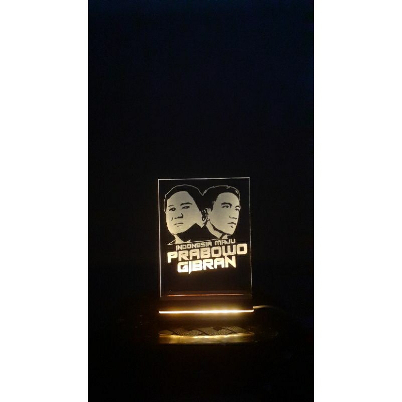 lampu akrilik ukir gambar prabowo-gibran