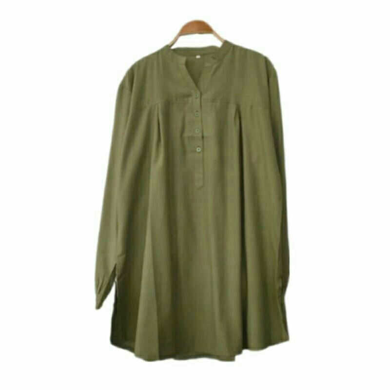 blus polos jumbo atasan big size blouse warna hijau alpukat pakaian wanita muslim