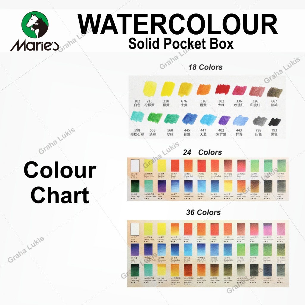 

HJK Maries Watercolor 18 Pocket Box - Solid Watercolor