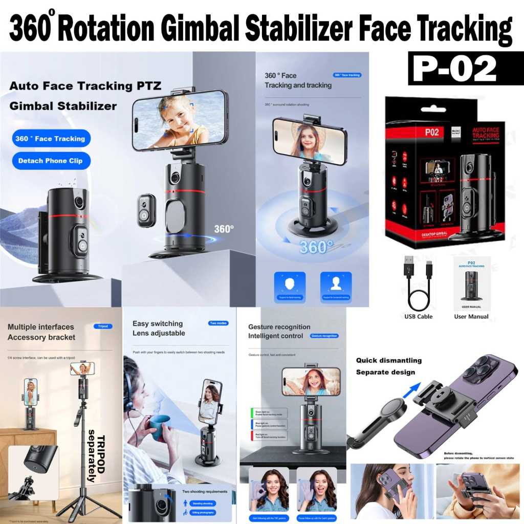 Gimbal Stabilizer Hp Gimbal Hp Face Tracking Holder Gimbal Robot Cameraman P-02