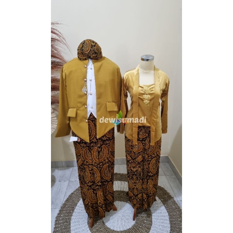 Set Pakaian Couple Adat Jawa / Baju Prewedd |Warna Gold