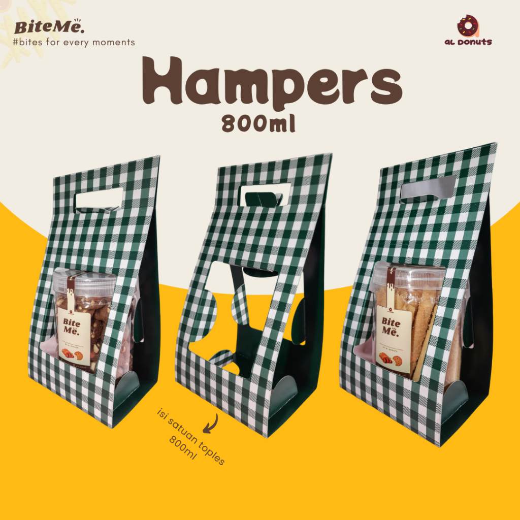 

(Mulai 15k) Hampers satuan, Hampers Wisuda, Hadiah, Hampers Snack + Toples 800ml BiteMe by Al Donuts