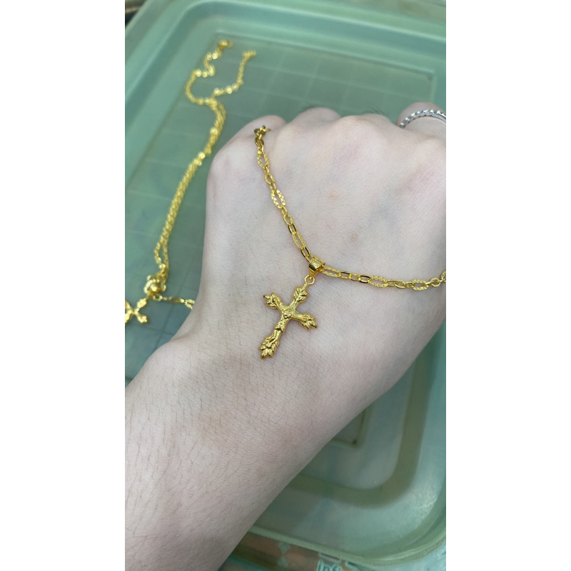 Kalung Vanessa set Liontin Salib Emas Asli Kadar 700