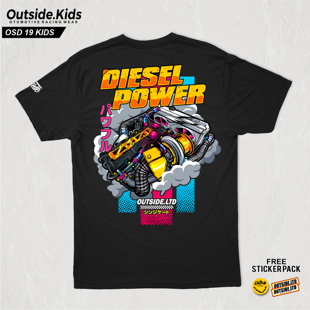 KAOS ANAK TURBO DIESEL POWER OUTSIDE, TSHIRT ANAK CUMI CUMI DIESEL WAR