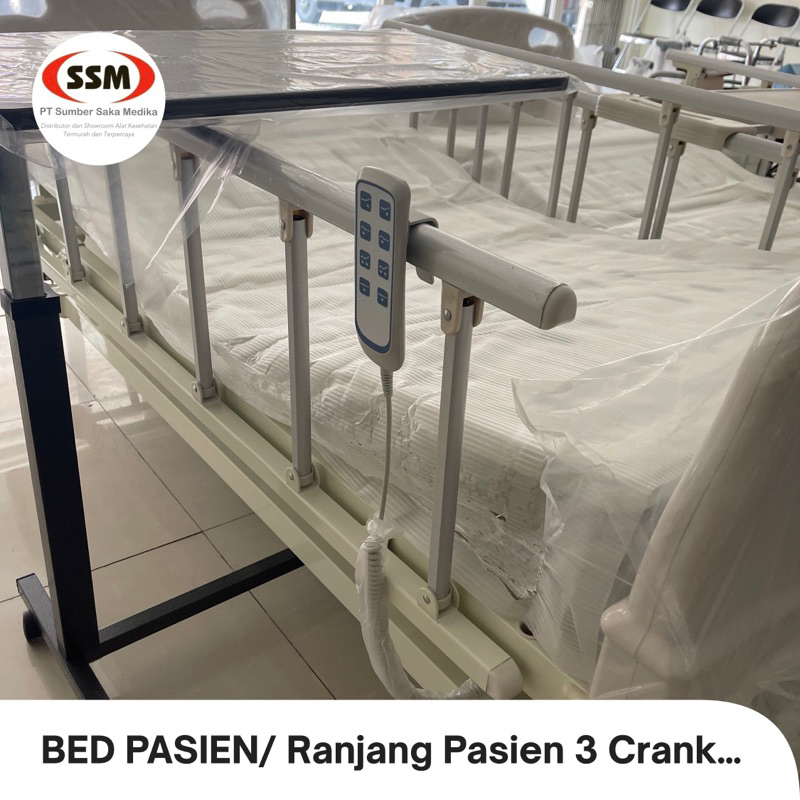 RANJANG PASIEN BED PASIEN 3 CRANK ELECTRIC / DEGAN TOMBOL ONEMED AOLIKE BERKUALITAS STANDARD RUMAH S