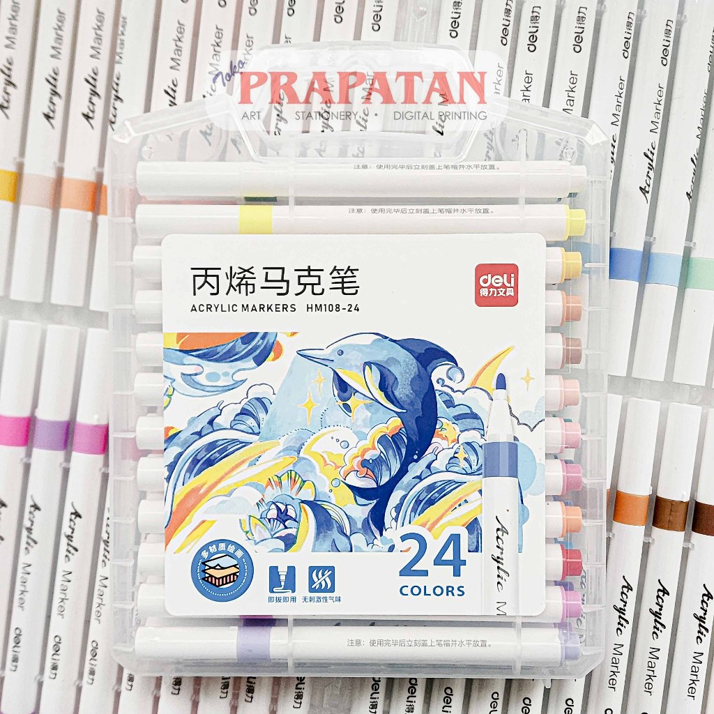 

Deli Acrylic Marker Set HM108-24 Warna | Spidol Akrilik