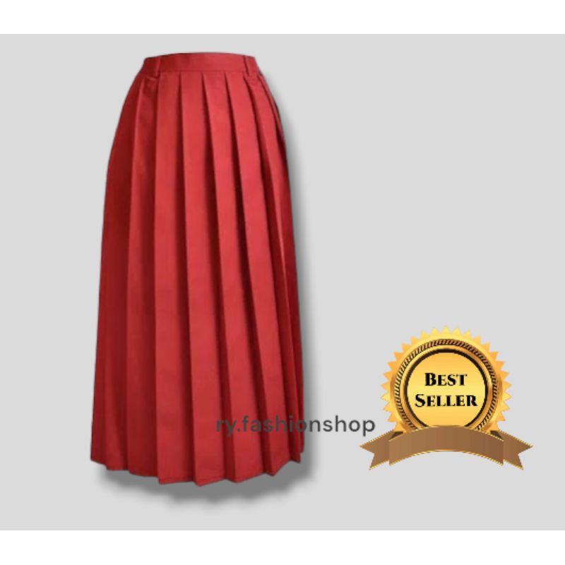 Seragam SD Rok Panjang Rempel Merah - Seragam Sekolah - Rok Rempel - Rok SD