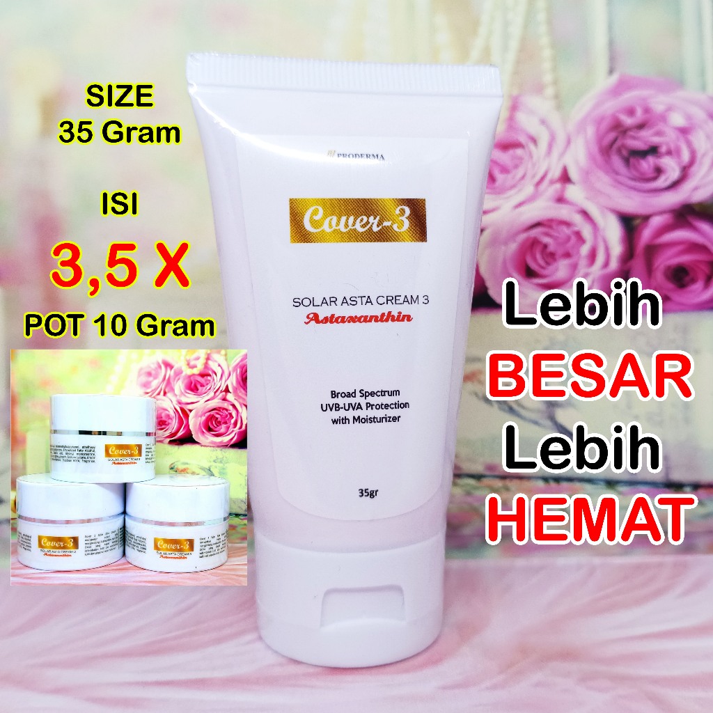 COVER 3 Solar Protection Asta Astaxanthin 3 35gr / Cover 3 Sunscreen SPF 30  Isi 3,5x Lebih Banyak