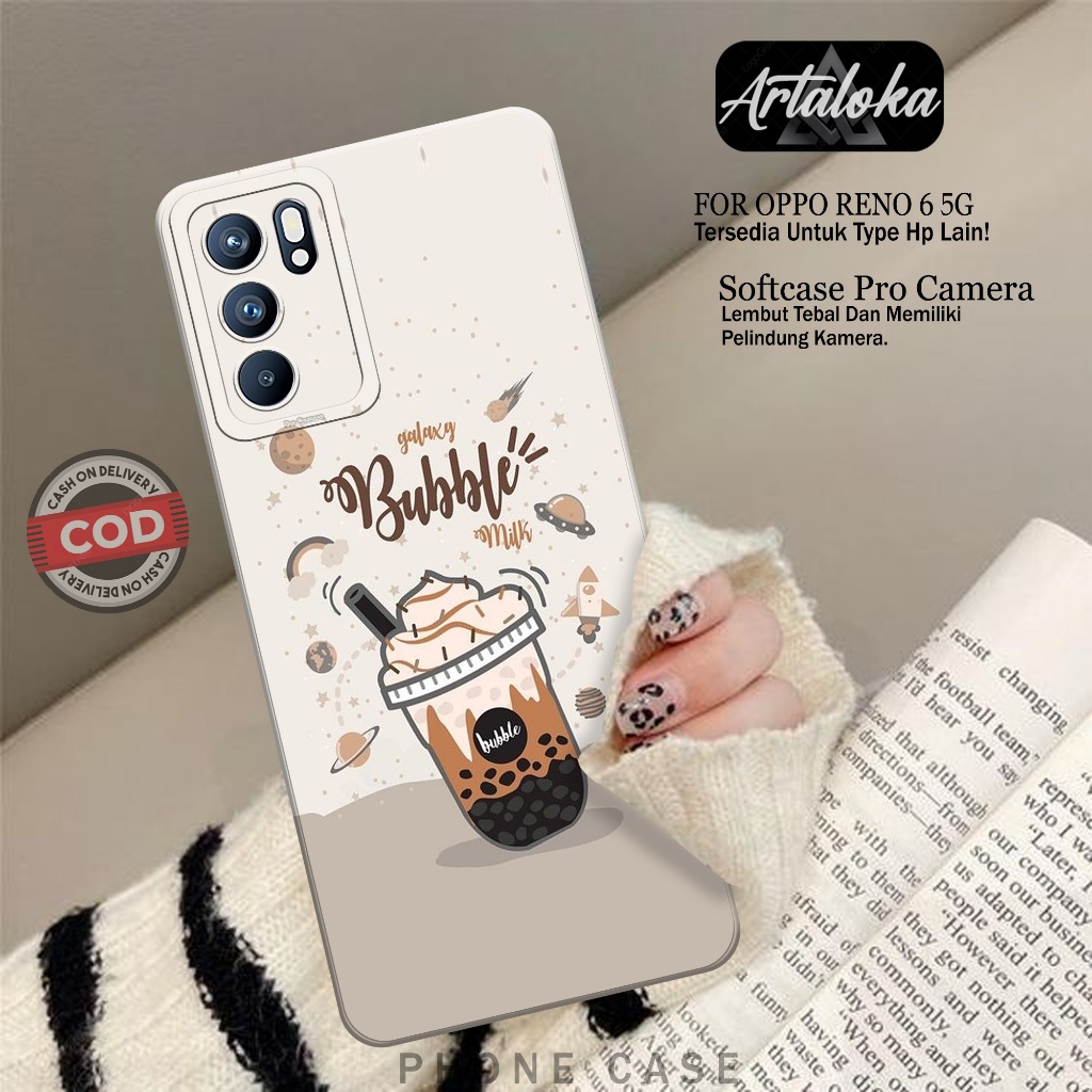 Softcase Hp Oppo Reno 6 5G Fashion Case Boba Case Oppo Reno 6 5G Silikon TPU Pro Camera Casing Oppo 