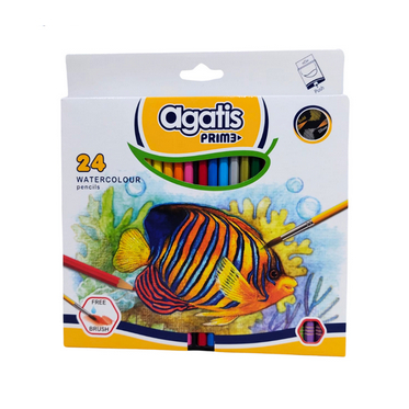 

Agatis Prime Watercolour Pencil 24 Warna / Pensil Warna Aquarell Free Brush Kuas