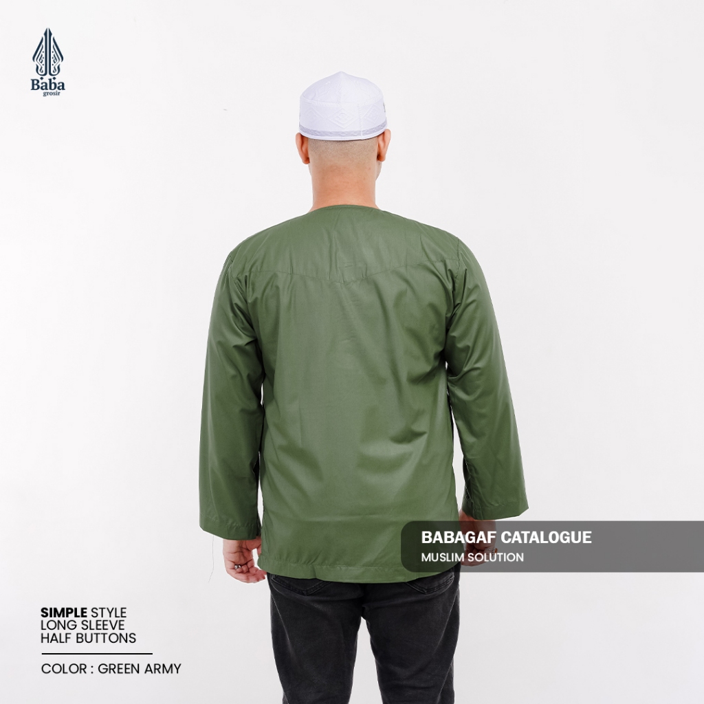 Official Koko Mesir Babagaf Lengan Panjang Tanpa Kerah Koko Polos Pria Dewasa