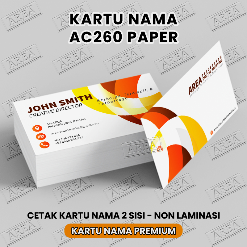 

Cetak Kartu Nama Satuan Custom 2 Sisi AC260 + Tanpa Anti Gores/Laminasi