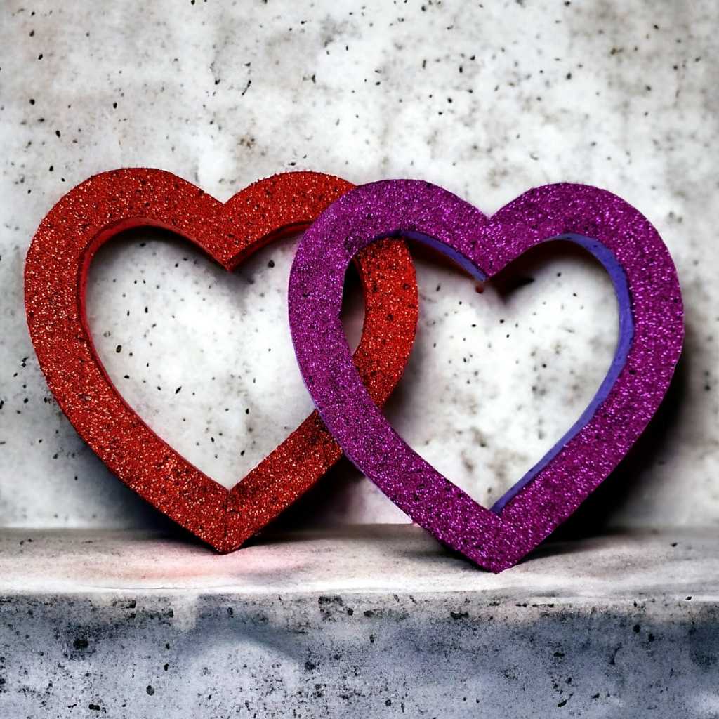 Styrofoam Love Warna Glitter - Gabus Hati - Besar