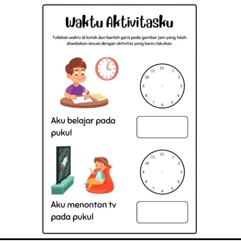 

worksheet Aktivitas sehari-hari ukuran A4 + spidol kecil