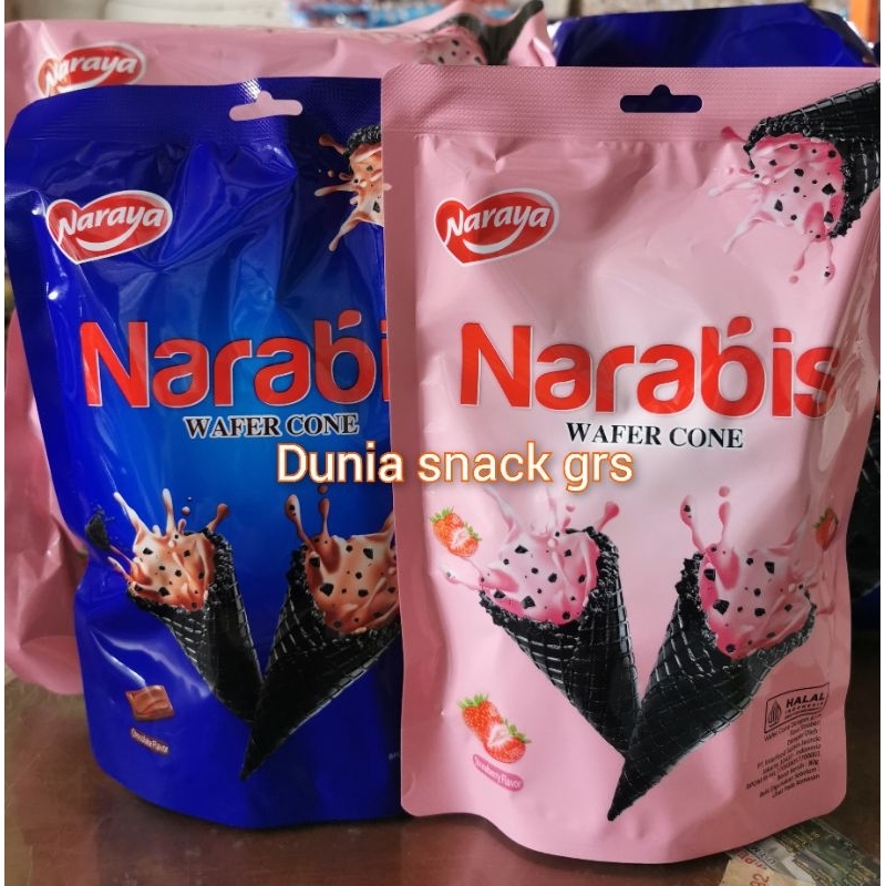 

Naraya Narabis Wafer Cone 80gr Varian Coklat Strawbery