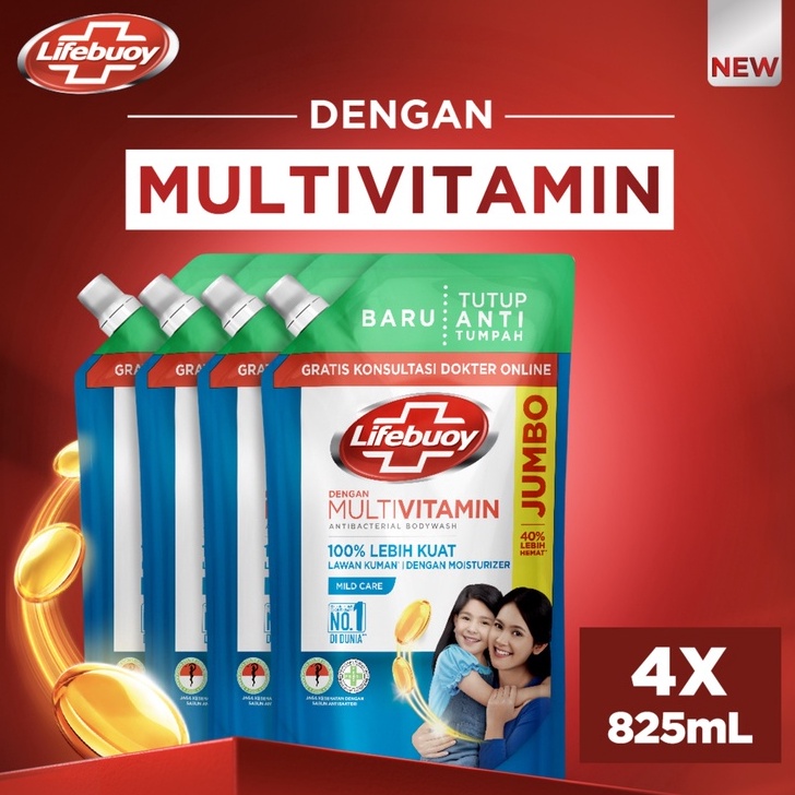 ART D86I Lifebuoy Sabun Mandi Cair Anti Bacterial Body Wash Mild Care 1 Lebih Kuat Lawan Kuman Berba