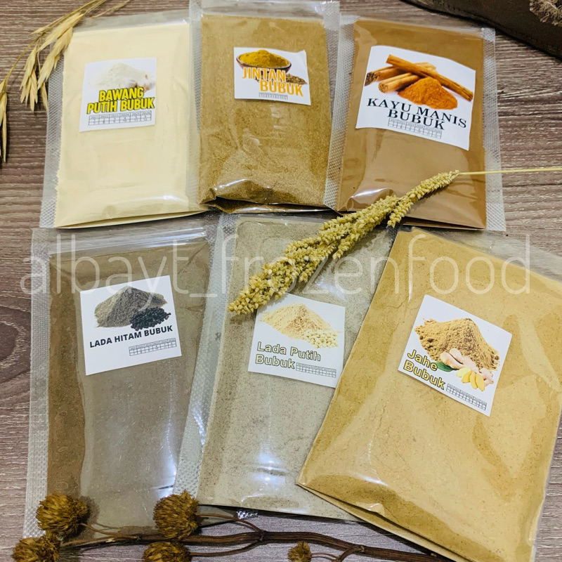 

Bumbu rempah bubuk 50gr jahe lada kayu manis bawang PEMIUM
