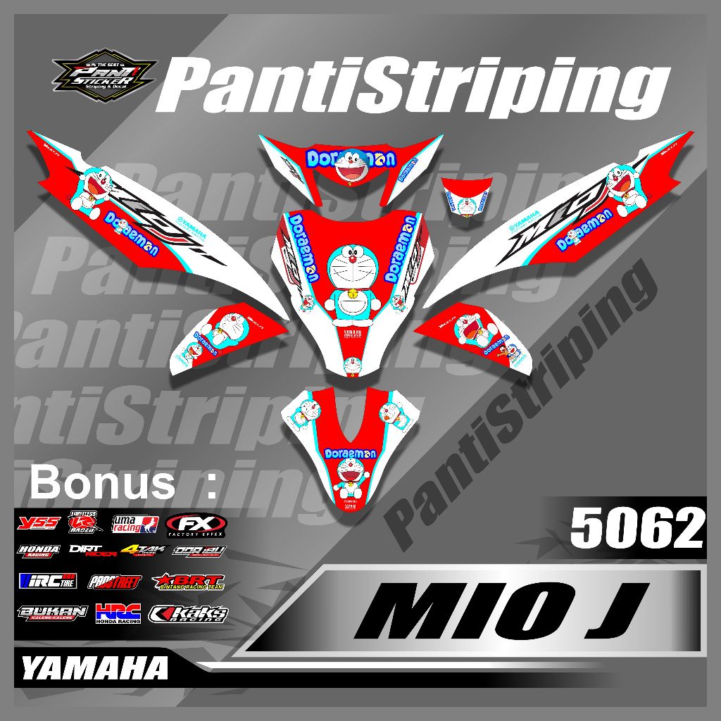 Stiker Decal Striping Mio J FullBody - Striping Mio J Variasi Desain Doraemon- Stiker mio j Variasi 