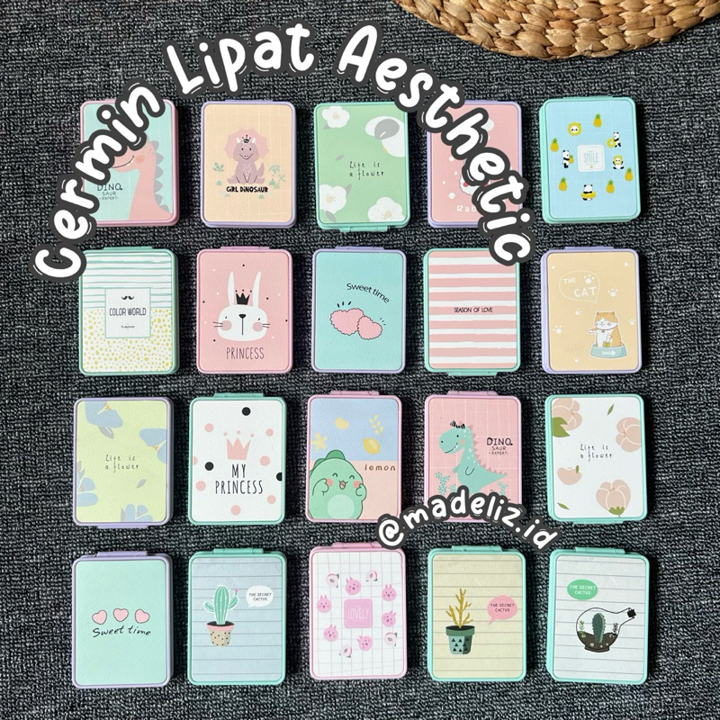 CERMIN LIPAT AESTHETIC CERMIN MINI CERMIN SEKOLAH CERMIN MAKEUP CERMIN LUCU CERMIN MINI