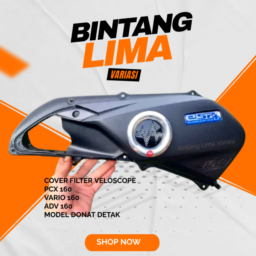 Tutup filter udara PCX 160 / VARIO 160 / ADV 160 17235-K1Z-N20/ Variasi veloscope model donat detak