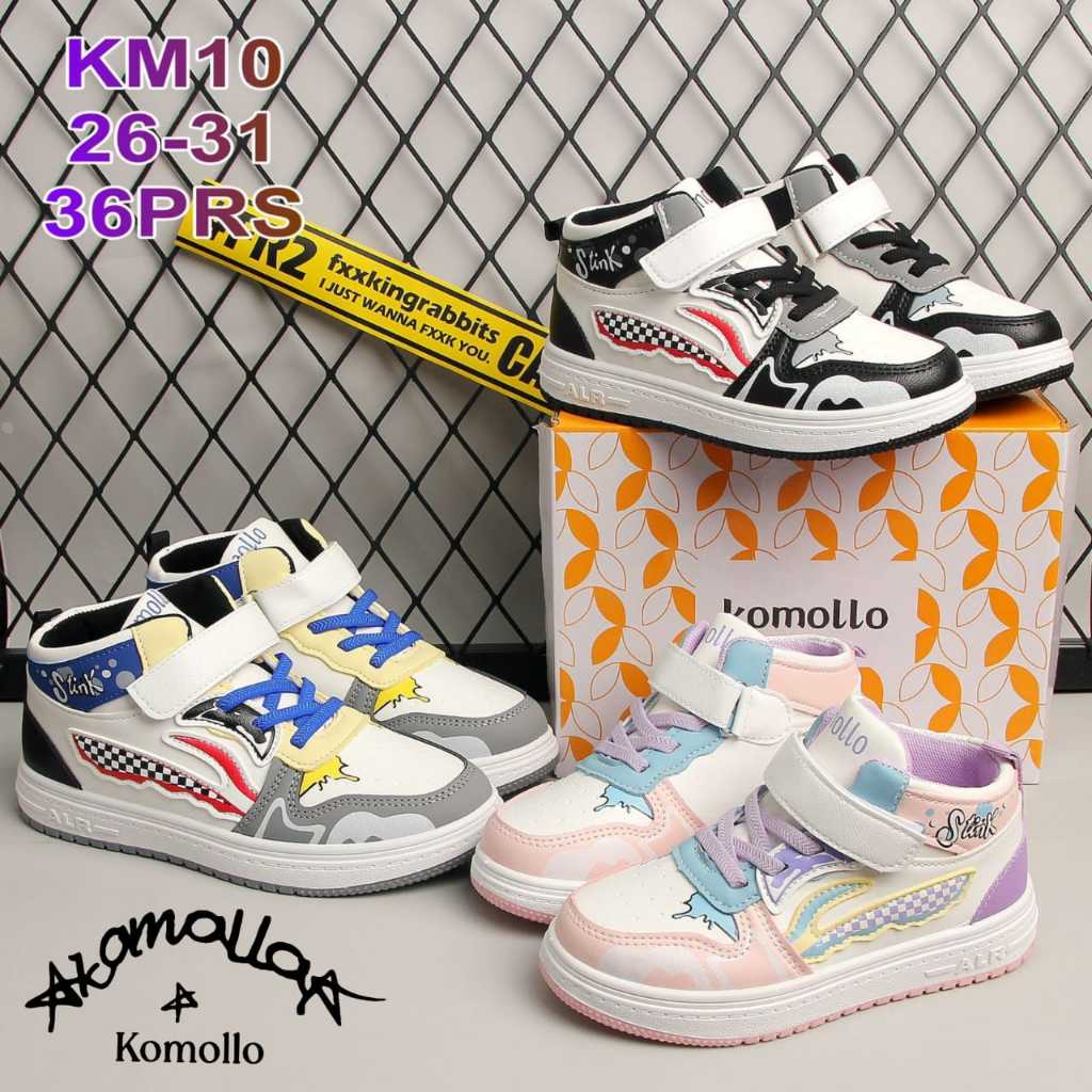 Sepatu Komollo Jordan Racer Mobil Balap Anak Kecil Remaja Abu Pink Hitam KM10
