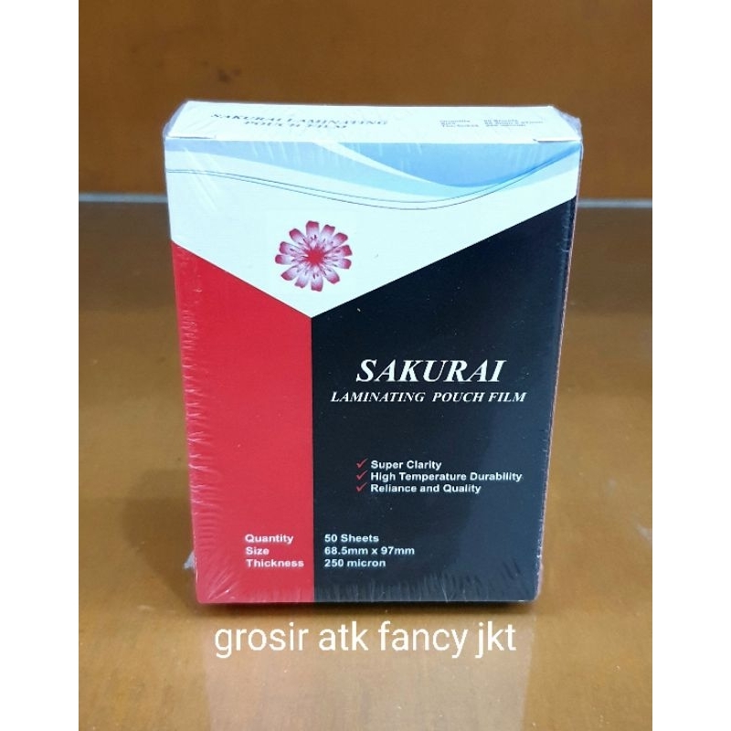 

Plastik Laminating Film Mika Sakurai ukuran kecil ( KTP ) 68.5 x 97 mm / 250 micron