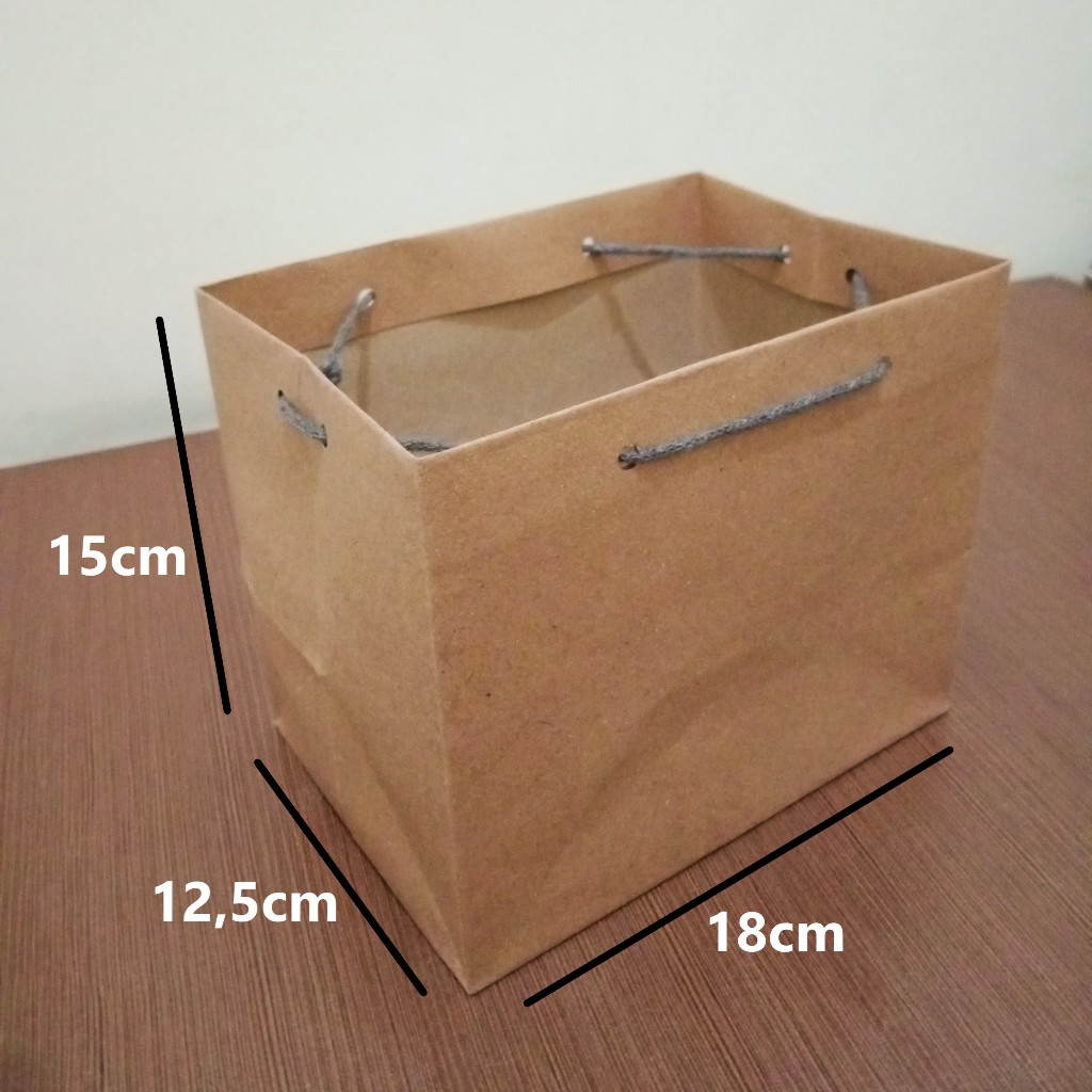 

paper bag coklat polos pia size 18 x 12,5 x 15 (P x L x T) tas kertas murah Kualitas