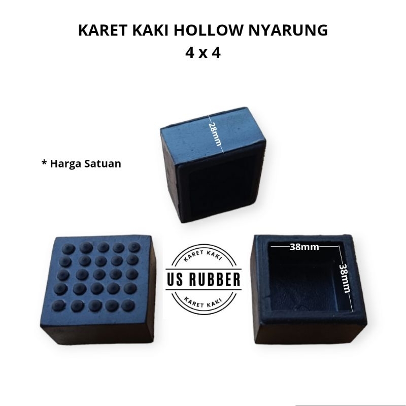 Karet Kaki Hollow 4x4 Nyarung Karet Kaki Meja Karet Kaki Kursi Karet Kaki Rak Karet Kaki Besi Kotak 