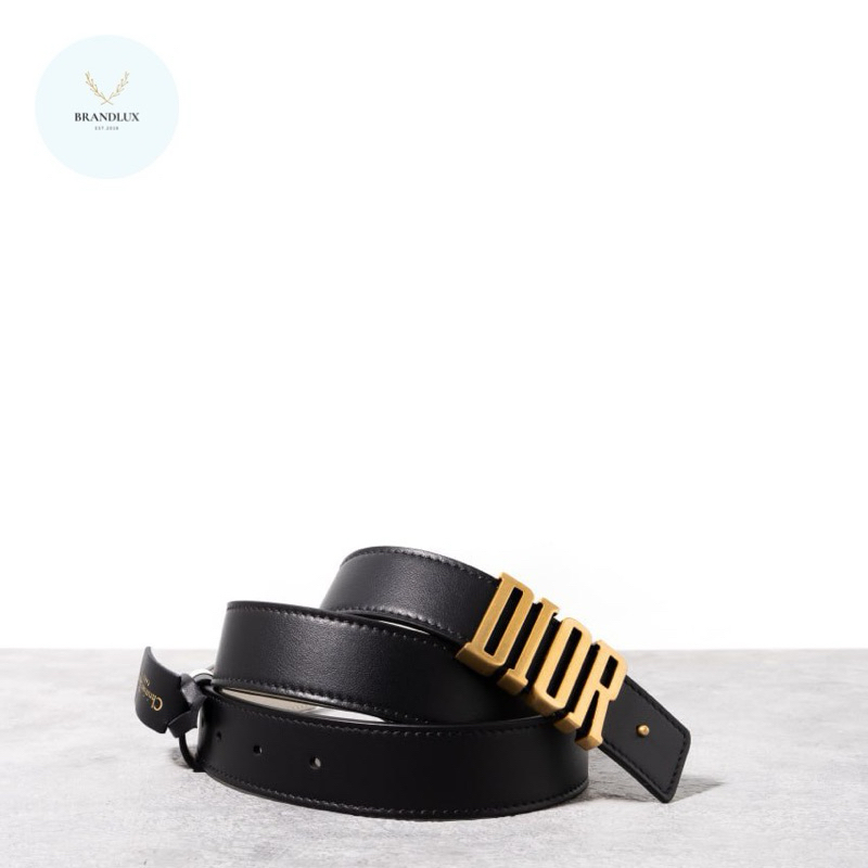 CHRISTIAN DIOR D-fence 30mm belt calfskin Black Latte