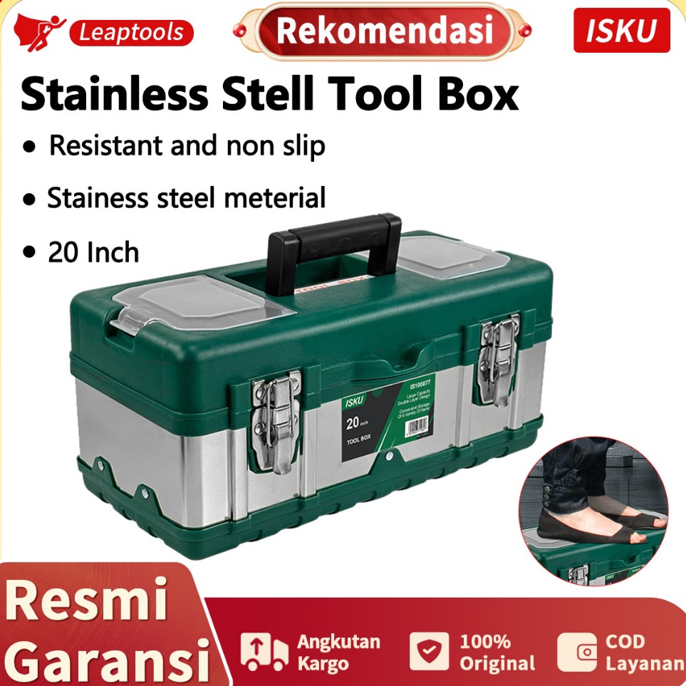 Ready NeH Isku Tool Box Besar 15182 Inch Kotak Perkakas Stainless Steel Besar Box Perkakas Tool Box