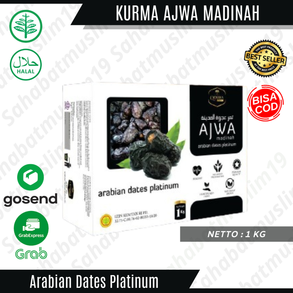 Kurma Ajwa Madinah 1 Kg &amp; 500 Gram Terbaik Kurma Basah Lembut Segar Original