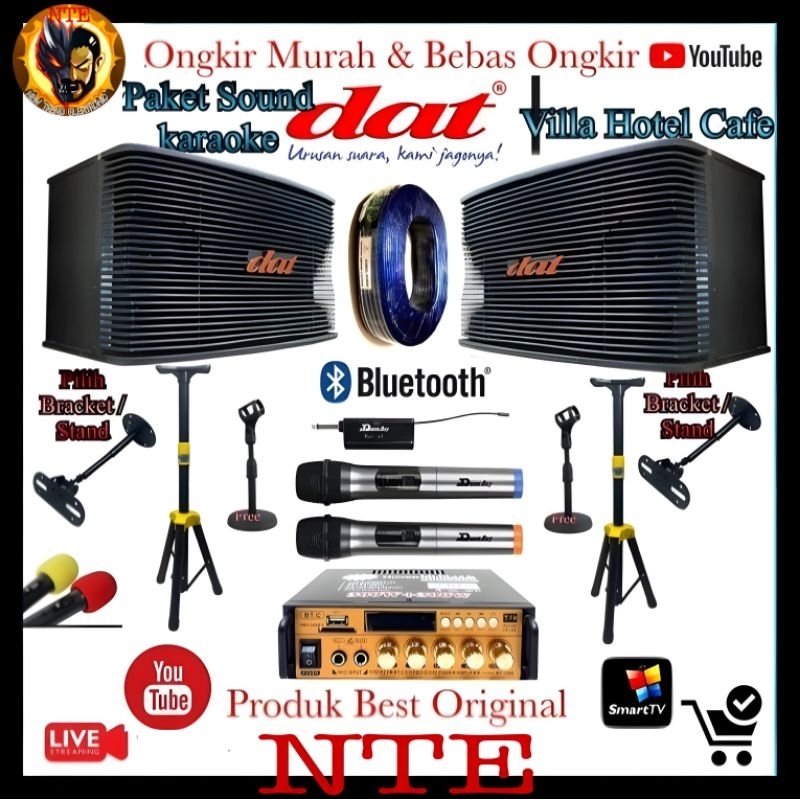 Paket Set Sound Karaoke speaker 10 inch Dat Original Support Smart tv