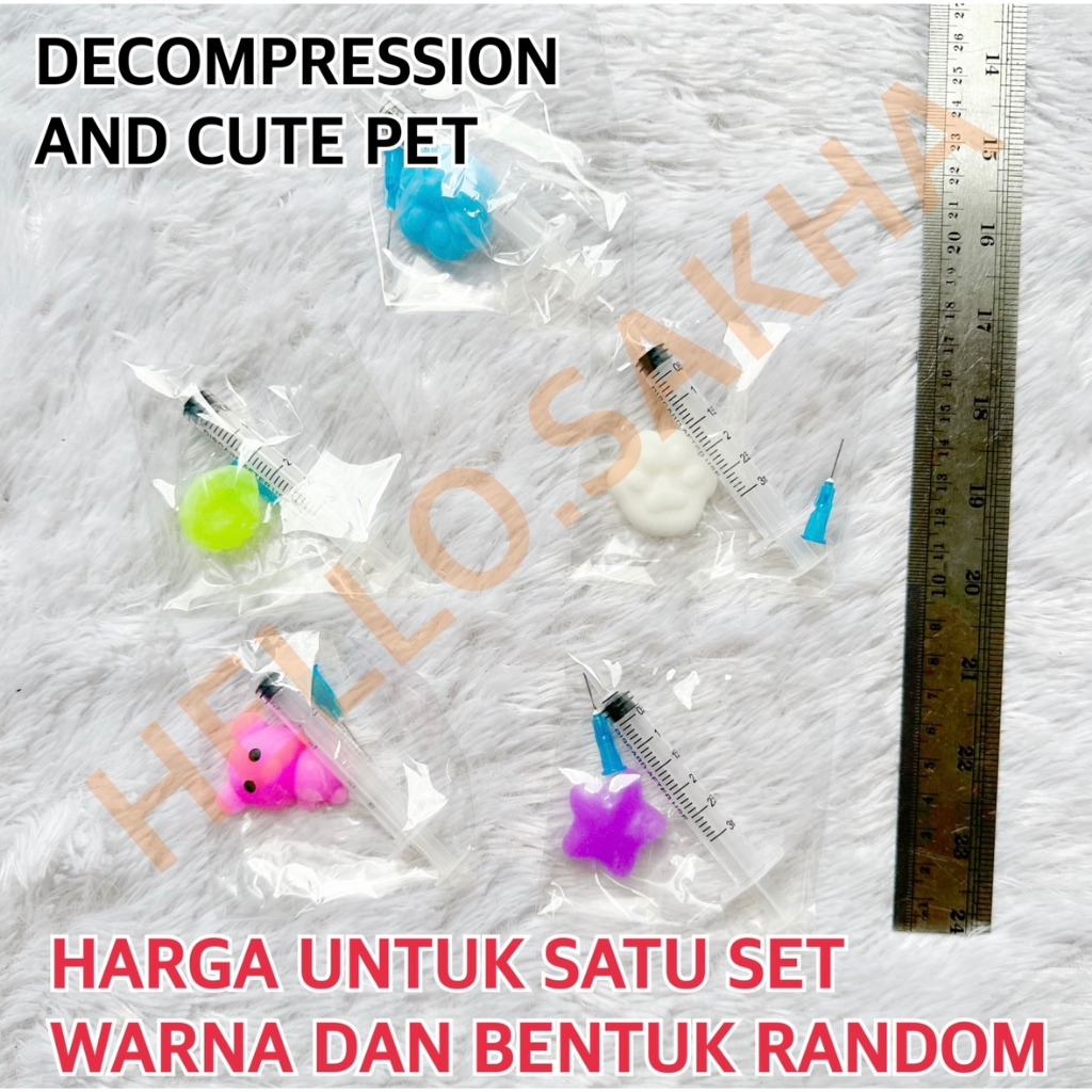 MAINAN JELLY SUNTIK DECOMPRESSION AND CUTE PET DAN SUNTIKAN BALON DISUNTIK BISA BENJOL MELENTUNG JEL