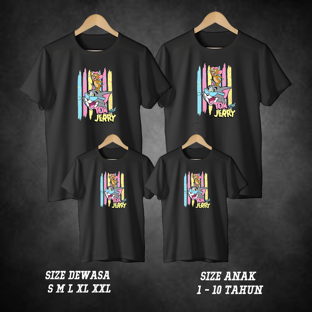 C03161 KAOS KARTUN TOM AND JERRY / TOM AND JERRY / TOM AND JERRY FAMILY /  KAOS KELUARGA / COUPLE FA