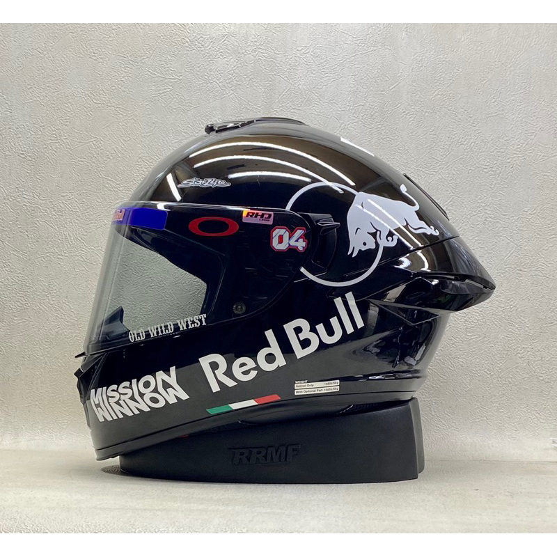 NHK Mark 1 Double Visor Solid Black Glossy || Paket Stiker Red Bull - Helm Full Face