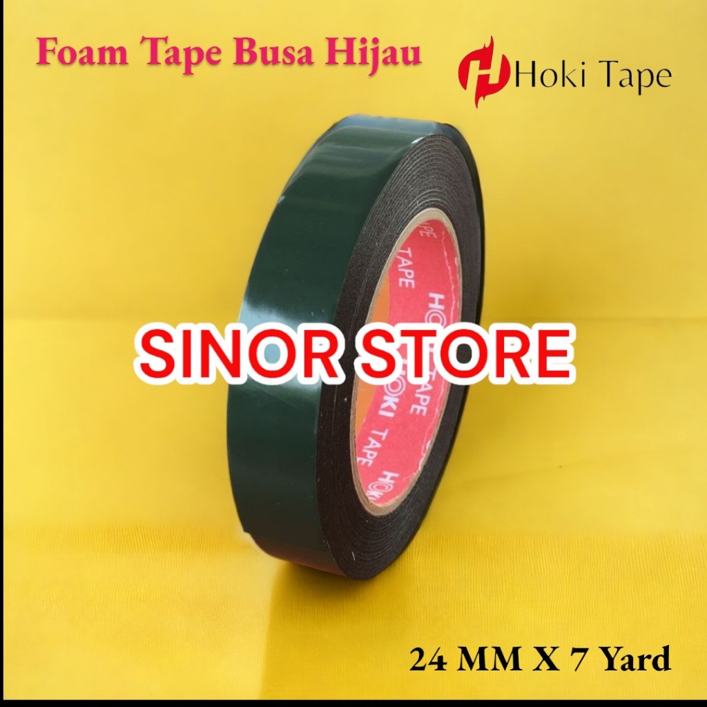 

Lakban Double Tape Foam HIJAU Hoki 24 mm x 7 Yard