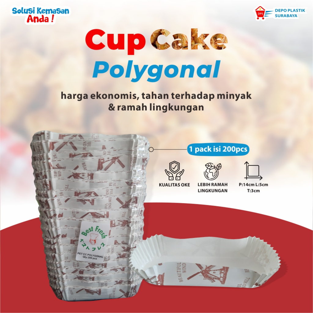CUP CAKE POLYGONAL / CAKE CASE PERSEGI / ALAS KUE PANGGANG / KERTAS KUE KERING