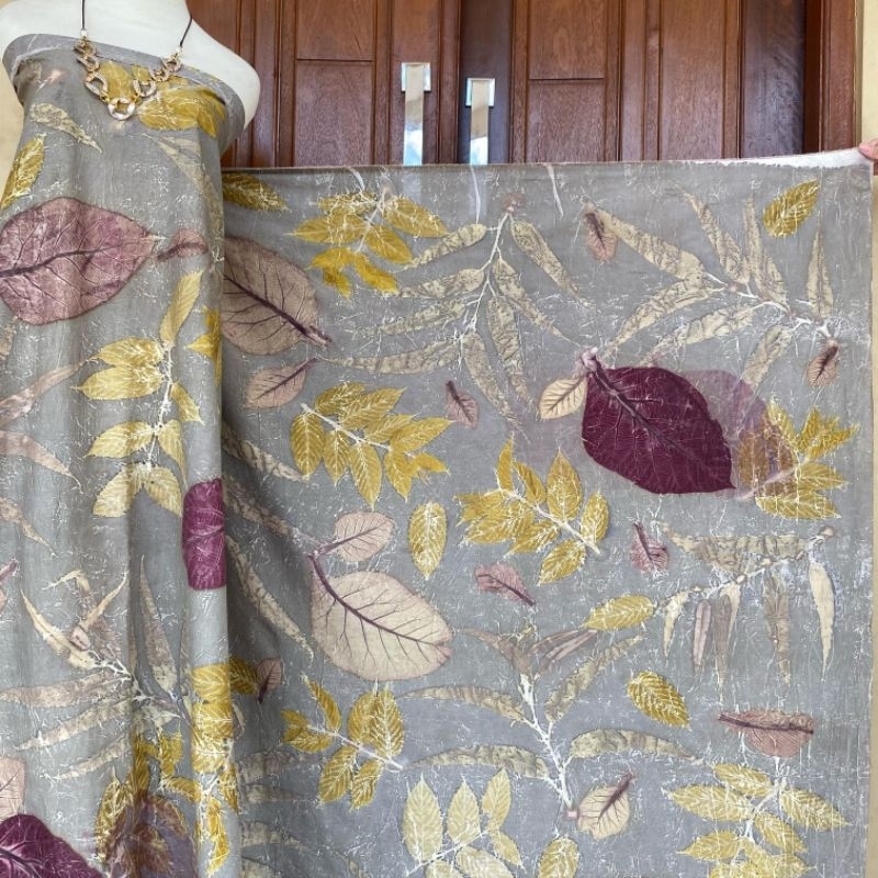 Ecoprint kain katun sutra lebar 150