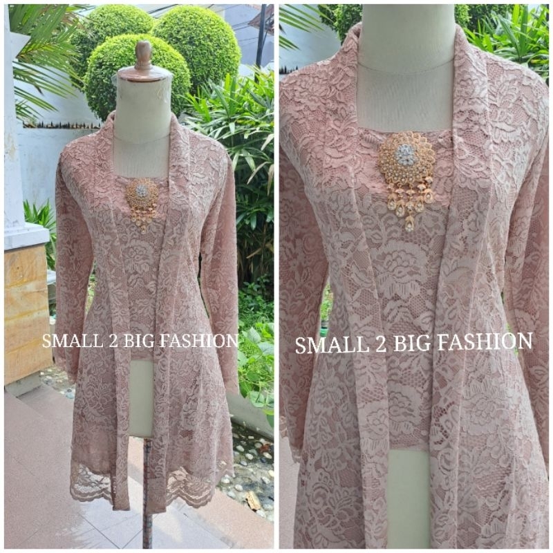 kebaya pesta seragam wisuda tunik muslim kutubaru brukat brokat moca milo abu silver full furing