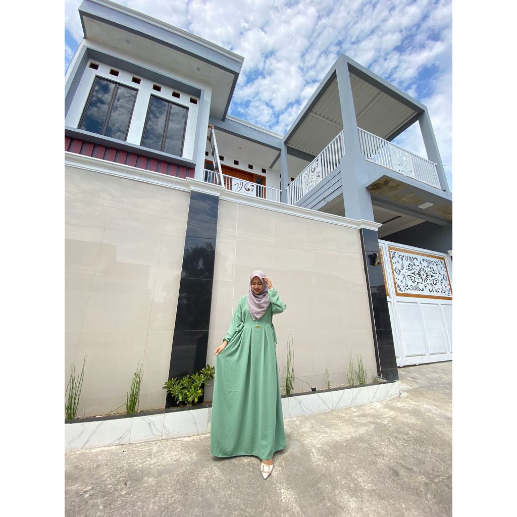 GAMIS NIKITA CRINKLE AIRFLOW TERBARU LD 110CM PB 130-SAGE GREEN