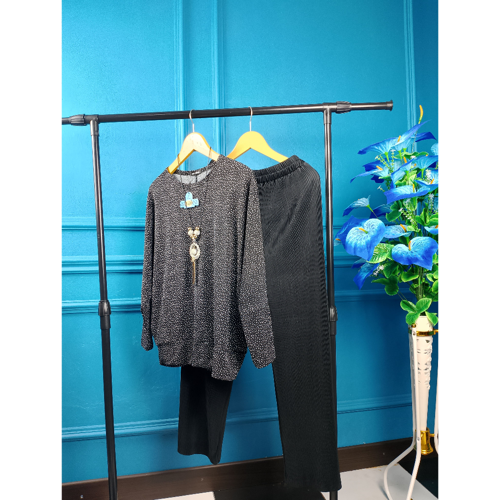 ALINA ONE SET KAOS PAKAIAN SETELAN BATWING ATASAN WANITA HIJAB TOP MOTIF BLOUSE TERBARU SALUR JUMBO 