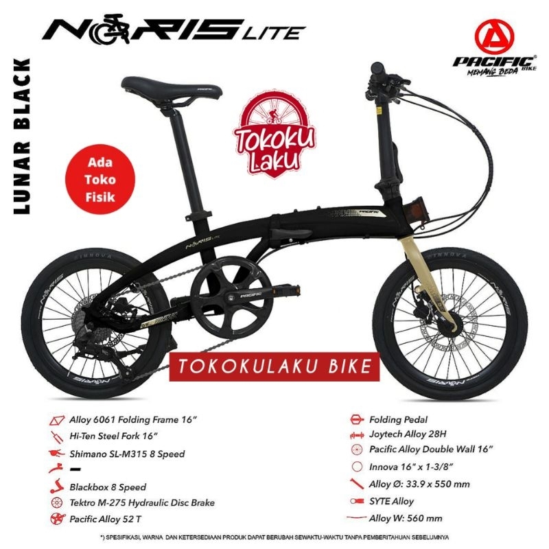 SEPEDA LIPAT PACIFIC NORIS LITE 16" HIDROLIK SELI FOLDING BIKE MURAH ORIGINAL