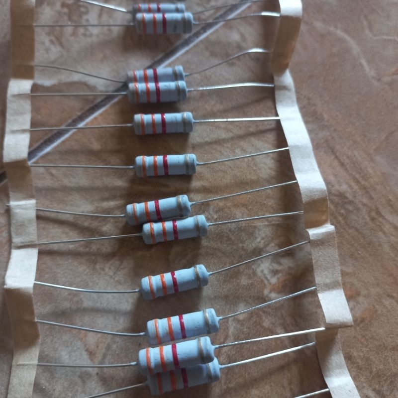 resistor R 3.3K 2w carbon film original taiwan ori asli 3K3 ohm 2watt 2 w watt 3,3K wat 3K3 K oren o