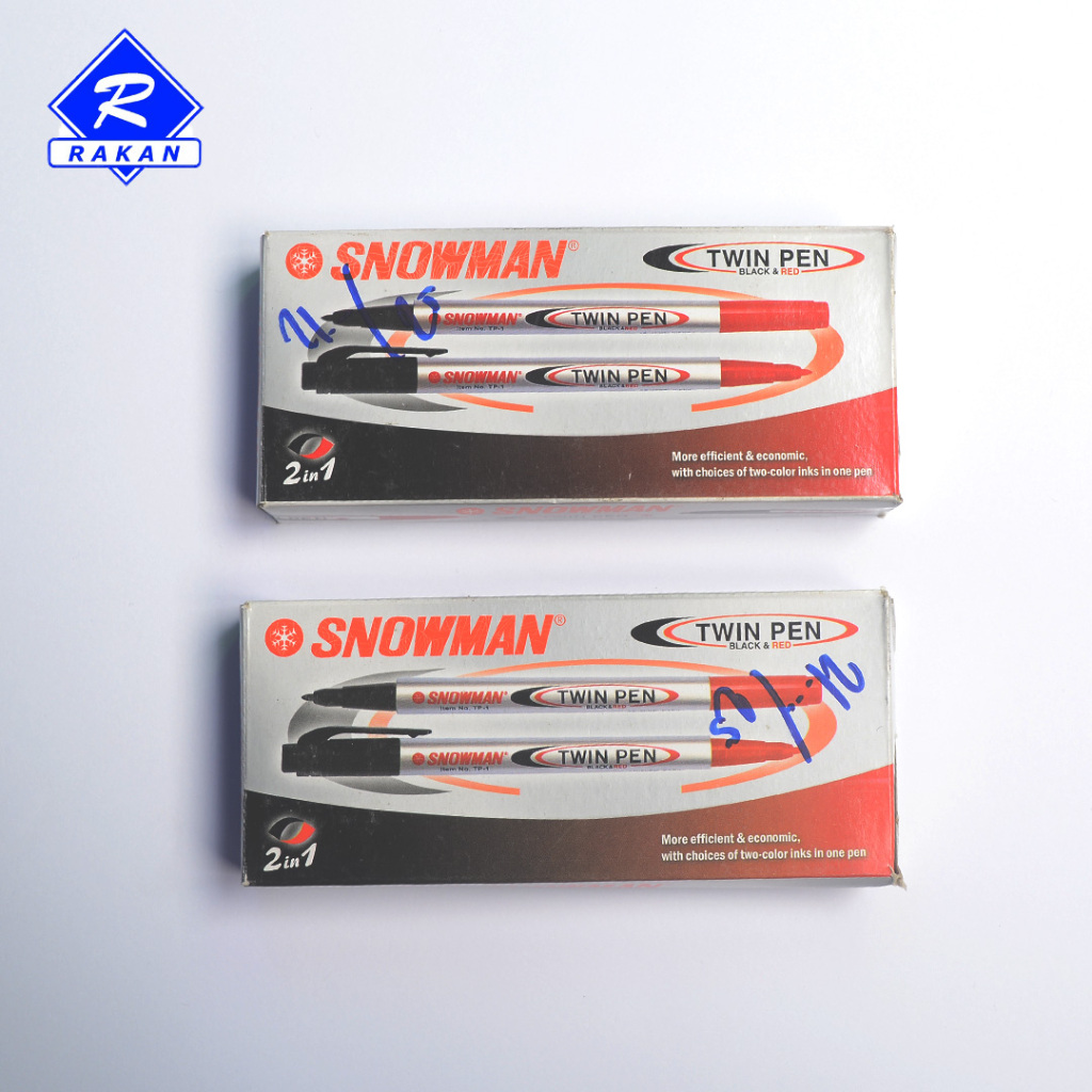 

ACEH | SPIDOL TWINPEN SNOWMAN 2 WARNA MERAH HITAM / PEN 2 SISI [LUSIN - 12 pcs]