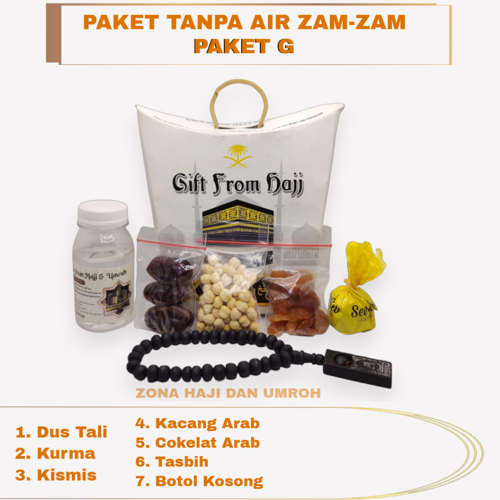 

Paket oleh-oleh haji dan umroh TANPA AIR ZAM-ZAM