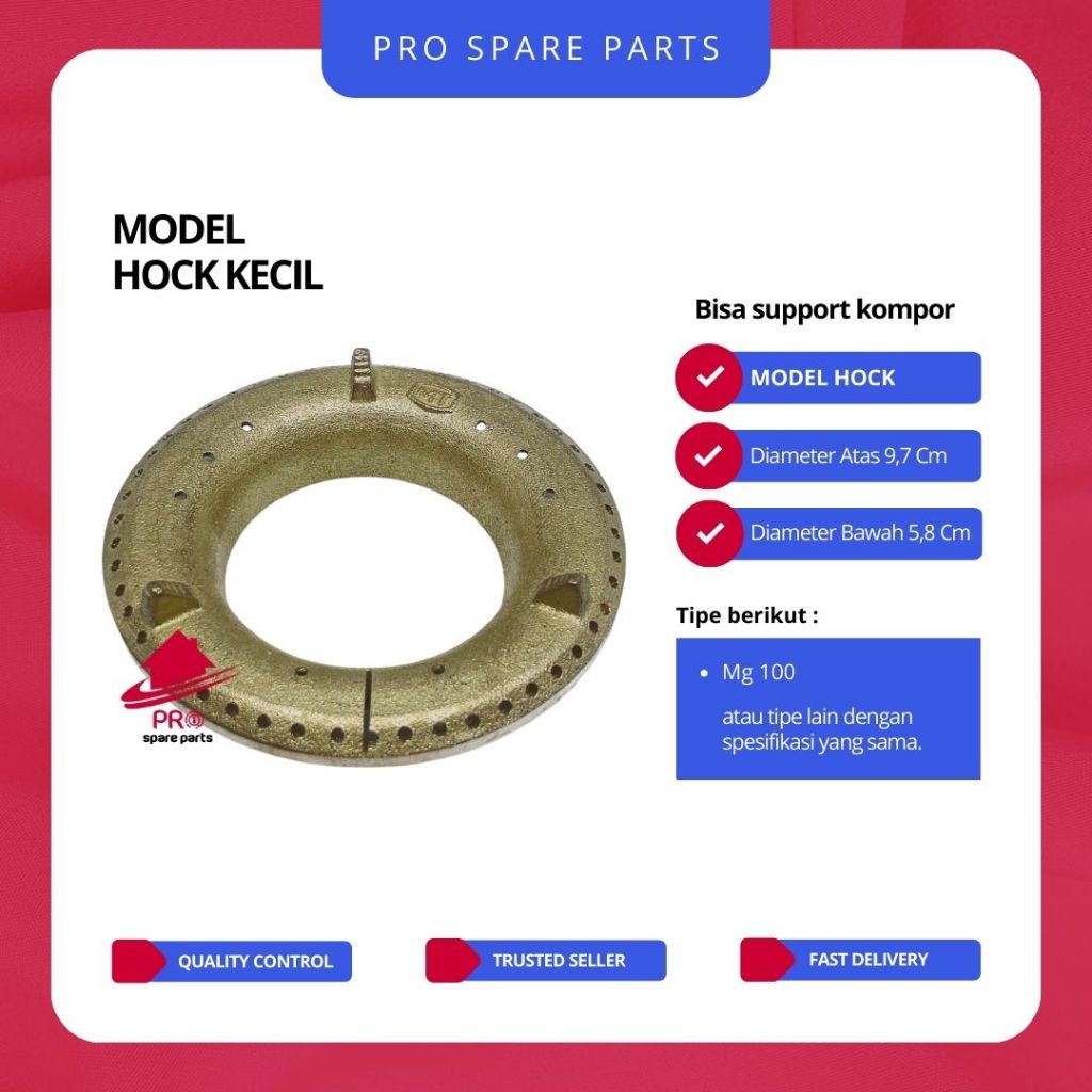 Model Burner HOCK MG 100 - Burner / Tungku Kompor Gas Hock Kecil - Sparepart Kuningan Kompor Gas