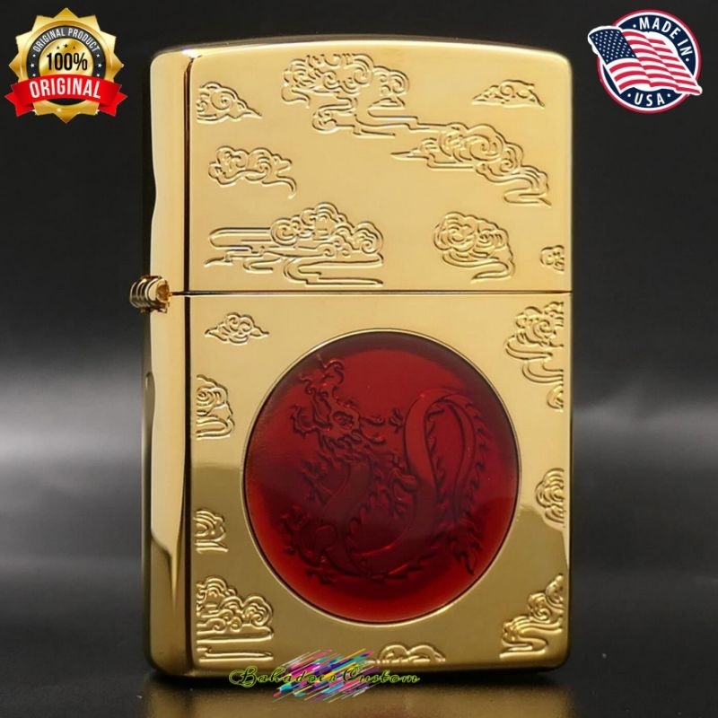 ZIPPO CZA-3-27A YEAR OF DRAGON ASIA GOLD PLATE LIMITED EDITION PRODUKSI HANYA 1000 PCS DI DUNIA ORIG