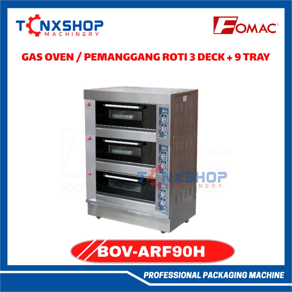 Fomac BOV-ARF90H Oven Gas 3 Deck 9 Loyang - Oven Roti Bakery